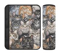 Cartoon Maine Cooncats Silver 2 pcs Covers for seat Belts Stop seat Belt Cutting into Neck for Sedan Protector para cinturón de carro
