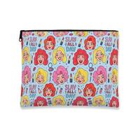 Cartoon Makeup Bag, Playful Slay All Day Cosmetic Pouch for Women, Portable Canvas Zipper Organizer, Everyday Travel Toiletry Bag, Blue, 7x9 Inch, Makeup