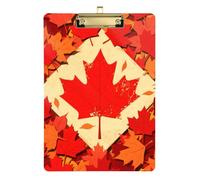 Cartoon Maple Leaf Red Acrylic Police Ticket clipboard Standard Letter A4 Size Hard Board for First Year Teacher Must Haves Gold 12x9in Tabla para escribir
