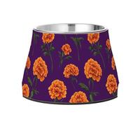 Cartoon Marigold Purple Feed Dog Bowl Elevated Stainless Steel Pets Water Bowl for Small Pet Whisker Relief
