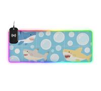 Cartoon Marine mouses Shark Wirel Charging Glowing pad Mouse Large Travel 35.4 x 15.7 in Small Desk mat for Keyboard and Mouse