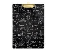 Cartoon Math Equations Black Clipboard Acrylic Cute Clipboard A4 Standard Size Clipboards Hardboard, 12.5 x 9 Inches Gold Clip