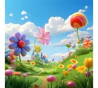 Cartoon Meadow Sky Jigsaw Puzzle 70 Pieces 45x45cm/18x18inch, Difficult jigsaw puzzles for Adults 70, Beautiful Art work, Great Festive Puzzle Gift for Men/Women