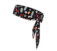 Cartoon Medicine Pattern Print Athletic Head Scarf, Sports Tie For Tennis, Cycling, Gym Adjustable Fit