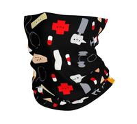 Cartoon Medicine Pattern Print Face Mask Cover Cold Weather Scarf Gaiter Scarf Windproof Winter Neck Warmer For Men And Women