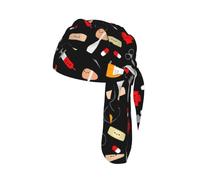 Cartoon medicine pattern Print Head Scarf Cycling Cap Under Helmet Breathable Quick Dry Tie Back Modern Fit Motorcycle Liner