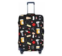 Cartoon Medicine Pattern Print Luggage Cover Suitcase Protector Travel Suitcase Cover For Kid And Adult Fits 18-32 Inch, White, XL