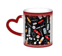 Cartoon Medicine Pattern Print Thermal Color Changing Mug, Ceramic Coffee Cup, Magic Mug for Home Office Cafe