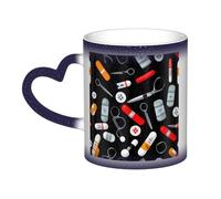 Cartoon Medicine Pattern Print Thermal Color Changing Mug, Ceramic Coffee Cup, Magic Mug for Home Office Cafe