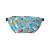 Cartoon Medicine Pattern Printed Fanny Pack Waist Bag for Men Women, Adjustable Bumbags Hip Bum Bag Travel Crossbody Bags Sports Running Hiking Belt Bag