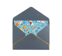Cartoon medicine pattern Printed Pearl Paper Greeting Card, Black - Folded Blank Cards with Gold Trim for Weddings, Birthdays, Christmas