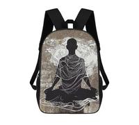 Cartoon Meditation Vintage Children's 17 Inch Backpacks 3D Printed Backpack for Kids Travel Rucksacks Book Bags Kids School Bag