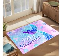Cartoon Mermaid Rug for Girls Lovely Kids Room Decor Carpet Mermaid Theme Soft Carpet Rug Sofa Floor Mat for Living Sitting Playing Room, 2'×3'