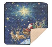 Cartoon Merry Christmas Eve Soft Thick Baby Tummy time Play mat for Indoor Outdoor Washable Foldable Tummy Time Mat for Baby Toddler Infant, 50'' x 50''