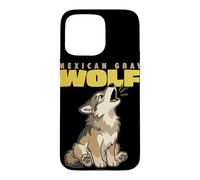 Cartoon Mexican Gray Wolf Breed Animal Lover Cute Wolves Case for iPhone 15 Pro Max