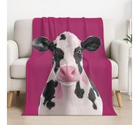 Cartoon Microfiber Throw Blanket Ultra Soft Black White Simple Animal Cow Cozy Warm Lightweight Decorative Blanket Flannel Blanket All Season for Home Couch Bed 52in × 59in (130cm × 150cm)