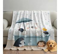 Cartoon Microfiber Throw Blanket Ultra Soft White Blue Serene Bathroom Polar Bear Cozy Warm Lightweight Decorative Blanket Flannel Blanket All Season for Home Couch Bed 27in × 40in (70cm × 100cm)