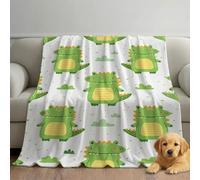 Cartoon Microfiber Throw Blanket Ultra Soft White Green Minimalist Cute Crocodile Cozy Warm Lightweight Decorative Blanket Flannel Blanket All Season for Home Couch Bed 27in × 40in (70cm × 100cm)