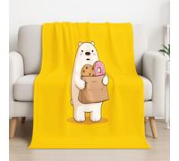 Cartoon Microfiber Throw Blanket Ultra Soft Yellow Vibrant Animation Little Bear Cozy Warm Lightweight Decorative Blanket Flannel Blanket All Season for Home Couch Bed 59in × 59in (150cm × 150cm)