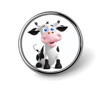 Cartoon Milk Cow Badges Decorative, Durable Aluminum Alloy Round Badge, Lightweight Button Brooch for Shirts, Jackets, Hats, Uniforms 1"
