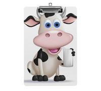 Cartoon Milk Cow Clipboard, A4 Acrylic Clipboard with Hanging Hole, Ultra-Light Clip Board - Holds 100 Sheets, Shatterproof Document Holder for Office, 12.5" X 8.5"