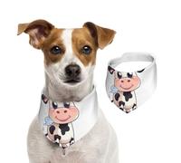 Cartoon Milk Cow Dog Bandanas,Summer Bandanas for Dogs Washable Adjustable Dog Triangle Scarf Bibs Cute Pet Bibs for Medium Large Dogs Puppy and Cats Small