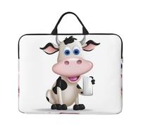 Cartoon Milk Cow Laptop Case 14 Inch Laptop Sleeve Computer Carrying Bag Shockproof Protective Notebook Case Portable Laptop Bag Waterproof Briefcase Bag for Men Women