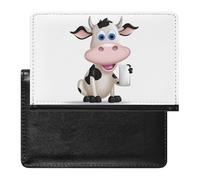 Cartoon Milk Cow Passport Holder with 3 Card Slots, Portable PU Leather Travel Wallet, Slim Protective Cover for Passport, ID, Credit Cards