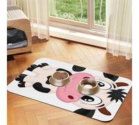 Cartoon Milk Cow print Cats Pet Bowl Placemat Pet Feeding Mats for Dogs, Non-Slip PU Leather Tablecloth for Pets
