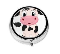 Cartoon Milk Cow Print Personalised Portable Pillbox with,Mini Pillbox Compact and Convenient Pill Organiser for Storing and Organising Pills