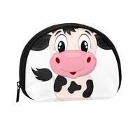 Cartoon Milk Cow Print Portable Mini Storage Bag Shell Shaped Wallet Small Coin Wallet Shell Storage Bag