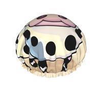 Cartoon Milk Cow Print Shower Cap, Shower Cap for Women Reusable, Waterproof Bath Cap,Quick Drying Bath Hair Cap