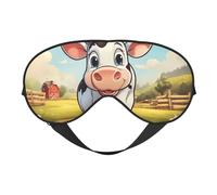 Cartoon Milk Cow Print Sleep Mask Silk-Like Eye Mask Sleeping Eye Mask for Women Men for Travel Sleep Relaxation