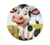 Cartoon Milk Cow Printed Gaming Mouse Pad 4 PCS, Round Non-Slip Rubber Base Laptop Mousepad Desk Mat for Gamer, Office, Home