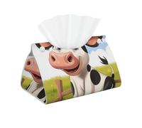 Cartoon Milk Cow Printed Long Tissue Box Cover Leather Modern Tissue Case Tissue Box Holder for Home Office Decor Bathroom Car