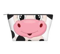 Cartoon Milk Cow Printed Travel Makeup Bag Trapeze Cosmetic Bag Makeup Case Toiletry Bag Organiser for Women