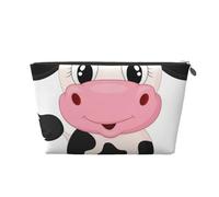 Cartoon Milk Cow Prints PVC Leather Travel Toiletry Bag with Silver Zippers, Waterproof Cosmetic Organiser for Makeup, Toiletries & Essentials