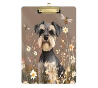 Cartoon Miniature Schnauzer Dogs Brown one clipboard Waterproof for Coaches Medical Classroom Size 9 x 12