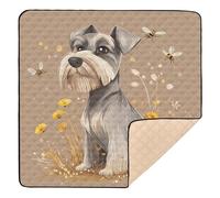 Cartoon Miniature Schnauzer Dogs Brown Soft Foam Baby Play Mat for Indoor Outdoor Cozy Breathable Tummy Time Activity Mat for Baby Kids Toddlers Infants, 50'' x 50''