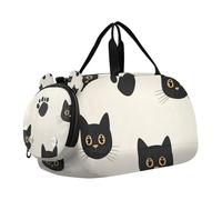 Cartoon Minimalist Black Cats Boy's Gym Duffel Bag with Shoes Compartment Multifunctional Gymnastics Sports Bag for Beach Swim Bags Pool Sports