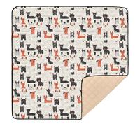 Cartoon Minimalist Dogs Lovely Soft Padded Baby Gym & Activity Mat for Floor Waterproof Infant Play Mat for Babies Infants Toddlers, 50'' x 50''