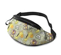 Cartoon Monkey Giraffe Turtle Fanny Pack for Men Women,Crossbody Waist Bag Pack,Belt Bag for Travel Walking Running Hiking Cycling