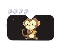 Cartoon Monkey Holding Fruit Car Windshield Sun Shade Foldable Car Sun Shade Front Windshield Sunshade Windshield Cover Reflective Sun Visor Keep Your Vehicle Cool for Most Sedans SUV Truck