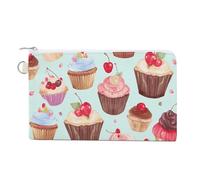 Cartoon Monkey Holding Fruit Coin Purse Canvas Change Pouch with Zipper Small Cosmetic Organizer Bag Women Wallet for Car Keys, Credit Cards, Cash, Lipstick, Cupcake Pattern, One Size