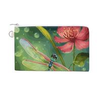 Cartoon Monkey Holding Fruit Coin Purse Canvas Change Pouch with Zipper Small Cosmetic Organizer Bag Women Wallet for Car Keys, Credit Cards, Cash, Lipstick, Dragonflies and Flowers, One Size