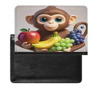 Cartoon Monkey Holding Fruit Passport Holder Passport Cover Protector Essentials with Credit Card Slots for Women Men