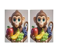 Cartoon Monkey Holding Fruit Passport Holder Passport Wallet PU Leather Passports Protective Cover Slim Travel Accessories