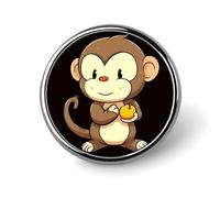 Cartoon Monkey Holding Fruit Round Badge Cute Brooch Hats Jackets Decor Personalized Lapel Pin Clothing Jewelry Accessories for Wedding Party Gift