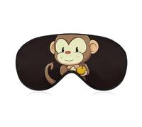 Cartoon Monkey Holding Fruit Sleep Mask for Women Men Side Sleeper Eye Cover with Adjustable Strap Soft Breathable Blackout Mask Slip-Free Deep Sleeping Travel Essentials