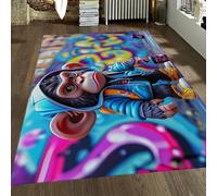 Cartoon Monkey Print Kids Rugs Living Room 60x120cm Large Area Rug Colourful Street Art Bedroom Machine Washable Non Slip Soft Carpet Kitchen Hall Lounge Dining Room Indoor Low Pile Carpets